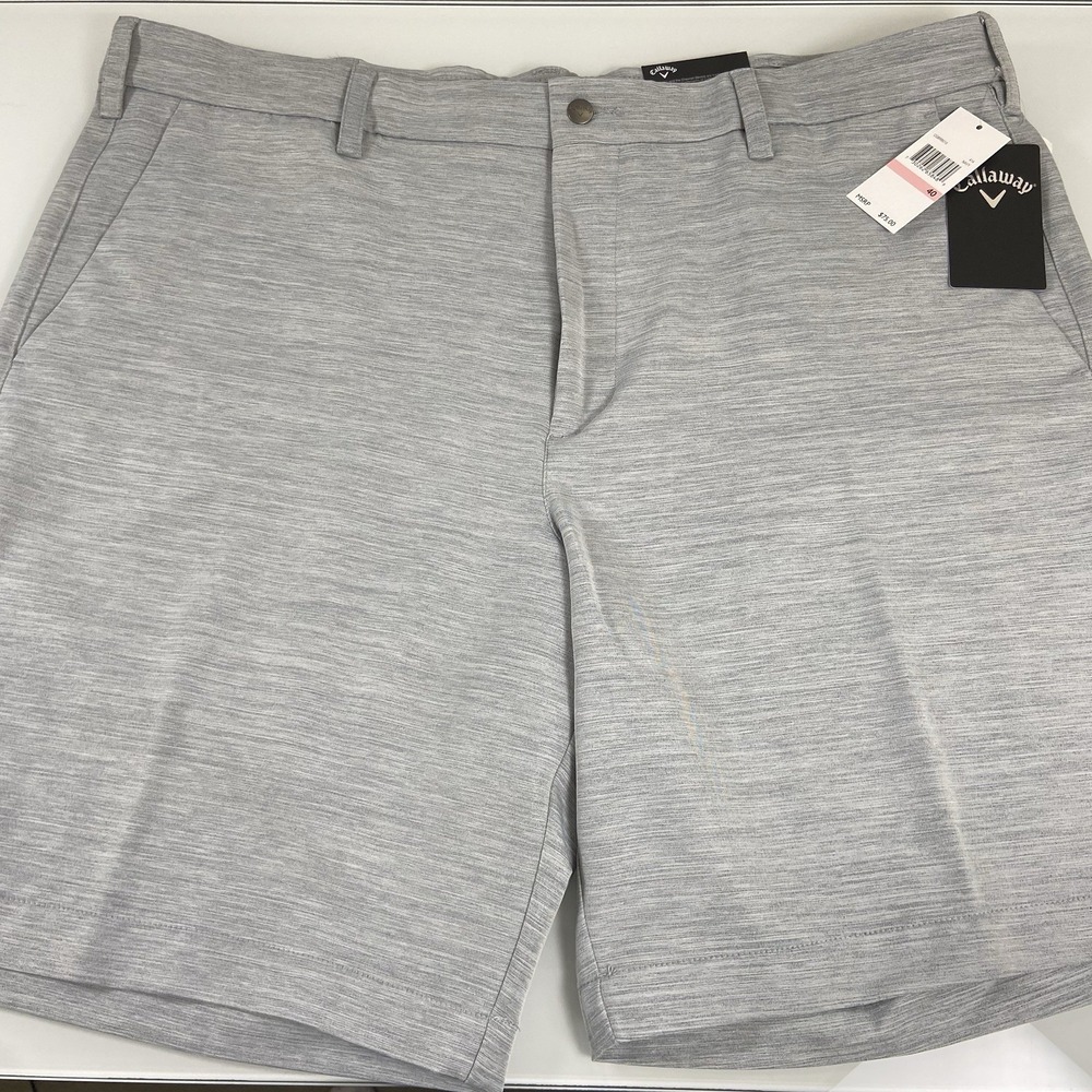 Callaway Opti-Dri Golf Shorts Mens 40 Performance Waistband Gripper Gray Stretch
